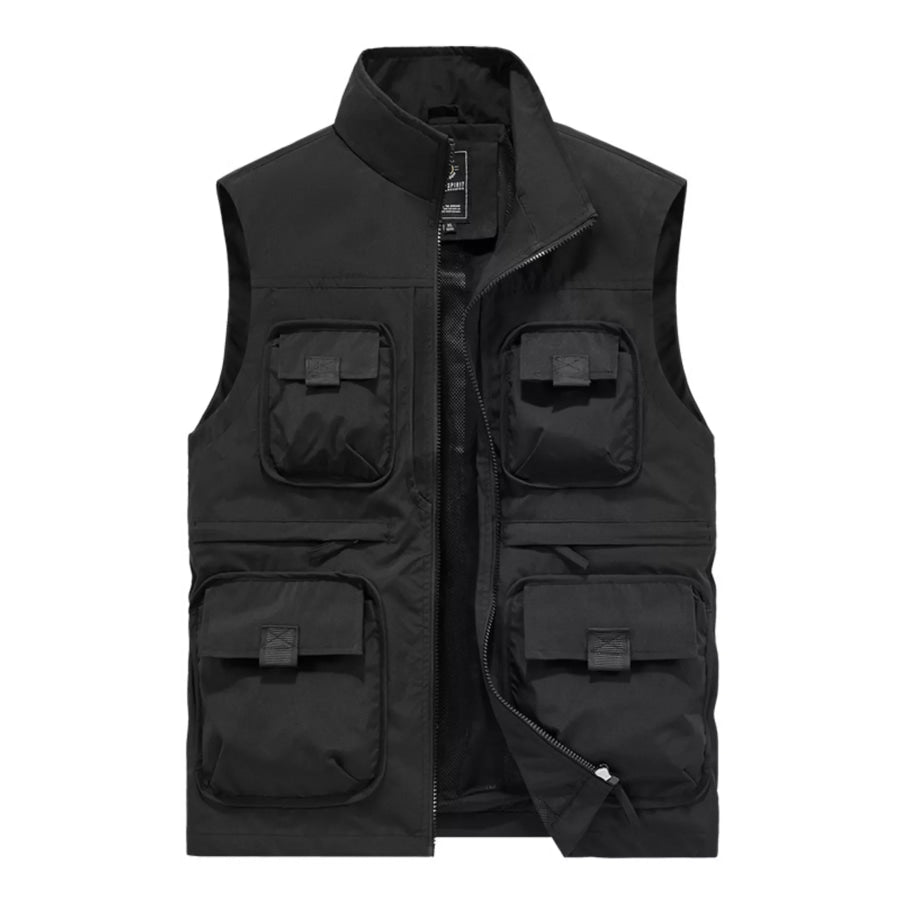 Men’s Plus Size Multi-Pocket Cargo Vest Black / M Apparel and Accessories