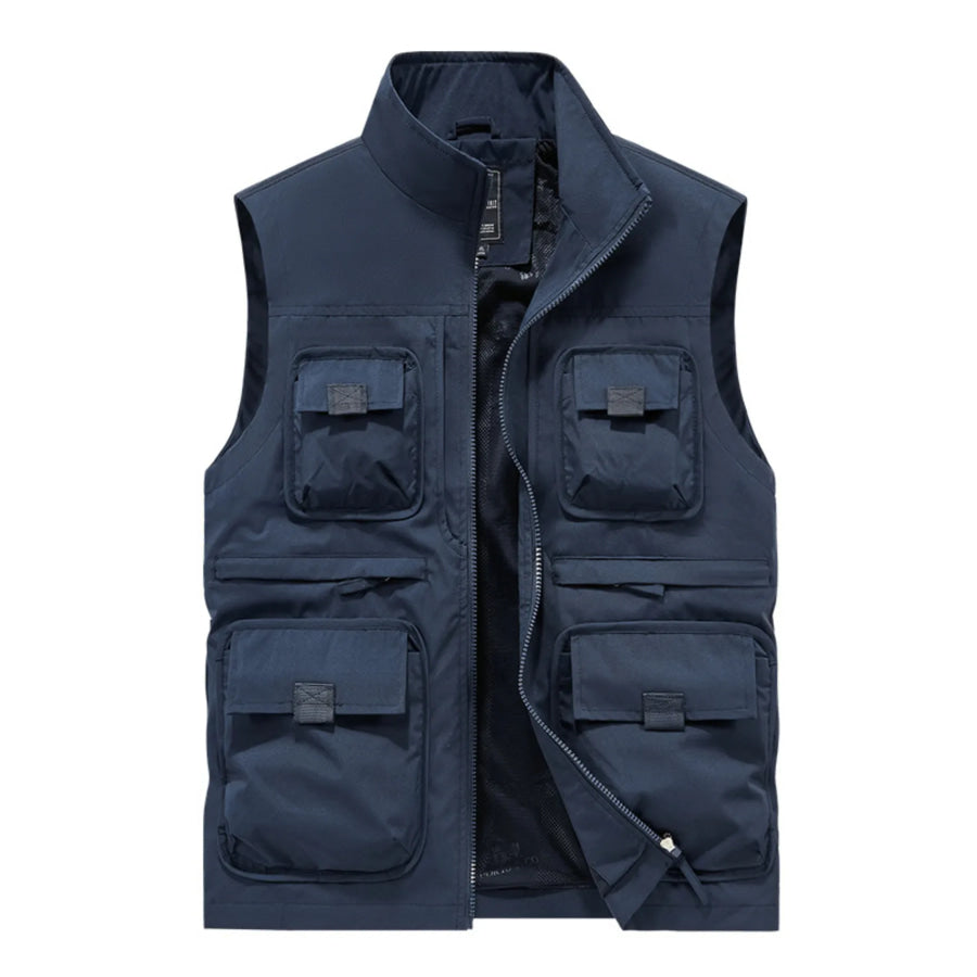 Men’s Plus Size Multi-Pocket Cargo Vest Dark Blue / M Apparel and Accessories
