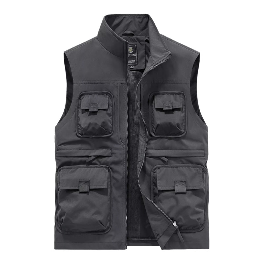 Men’s Plus Size Multi-Pocket Cargo Vest Gray / M Apparel and Accessories