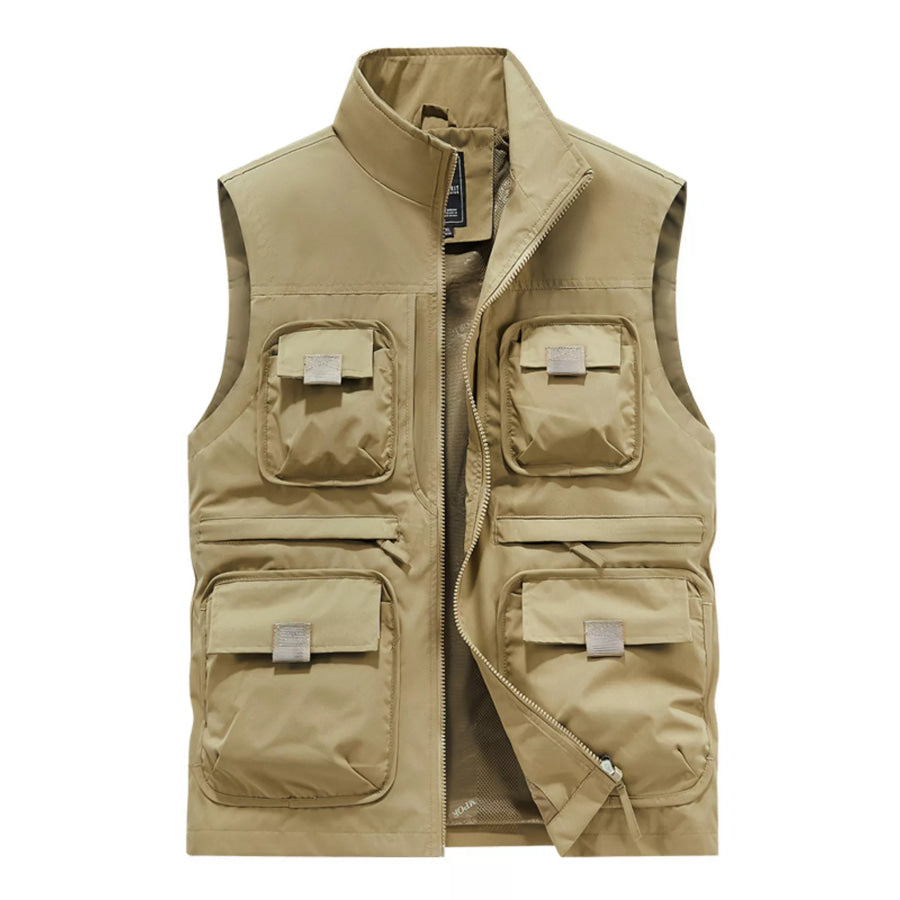 Men’s Plus Size Multi-Pocket Cargo Vest Khaki / M Apparel and Accessories