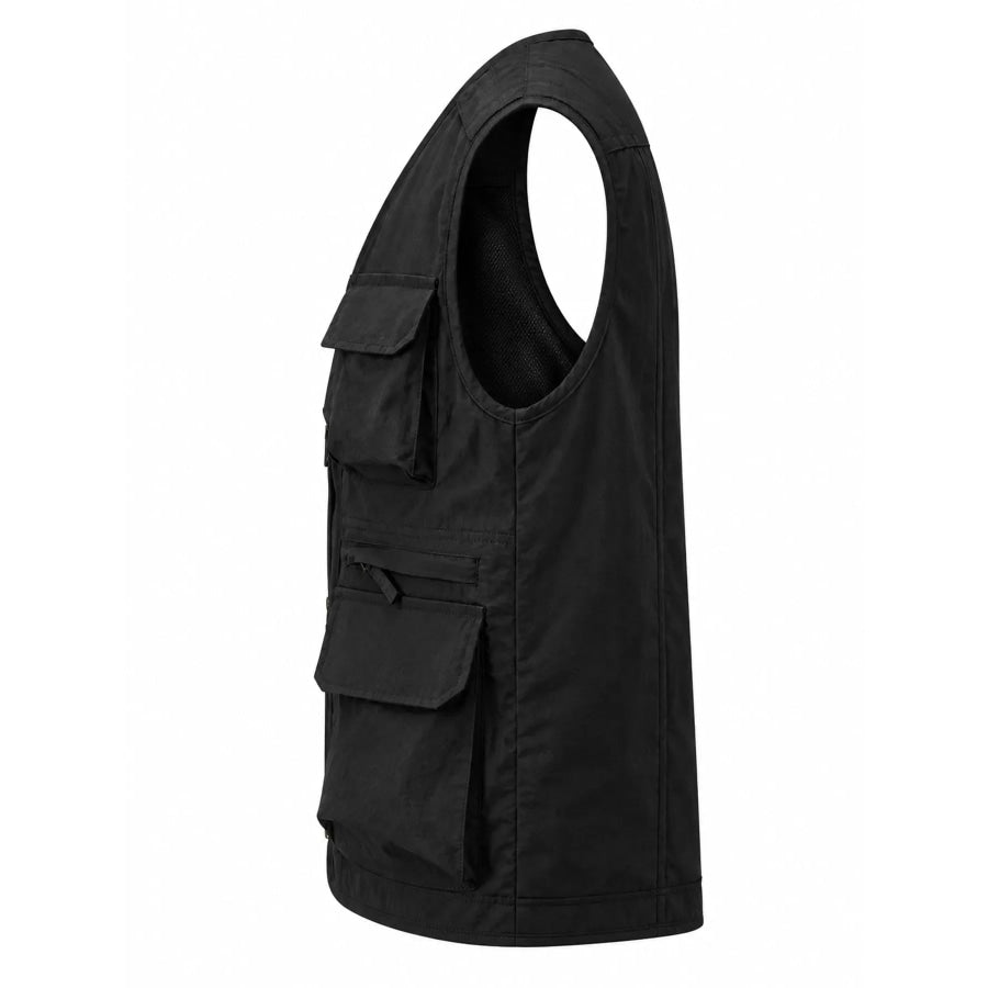 Men’s Plus Size Multi-Pocket Tactical Utility Vest Black / M Apparel and Accessories