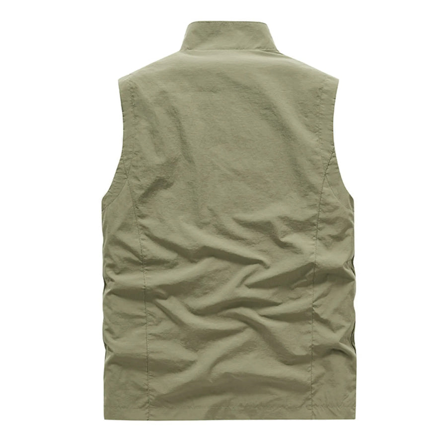 Men’s Plus Size Multi-Pocket Zip Up Vest Apparel and Accessories