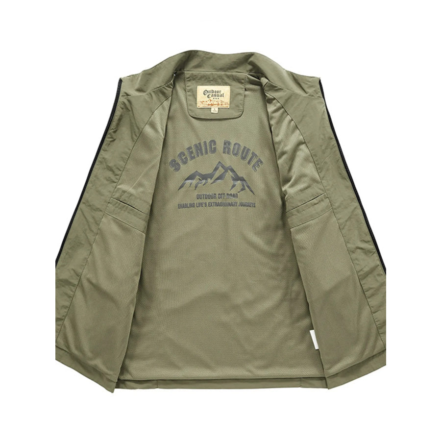 Men’s Plus Size Multi-Pocket Zip Up Vest Apparel and Accessories