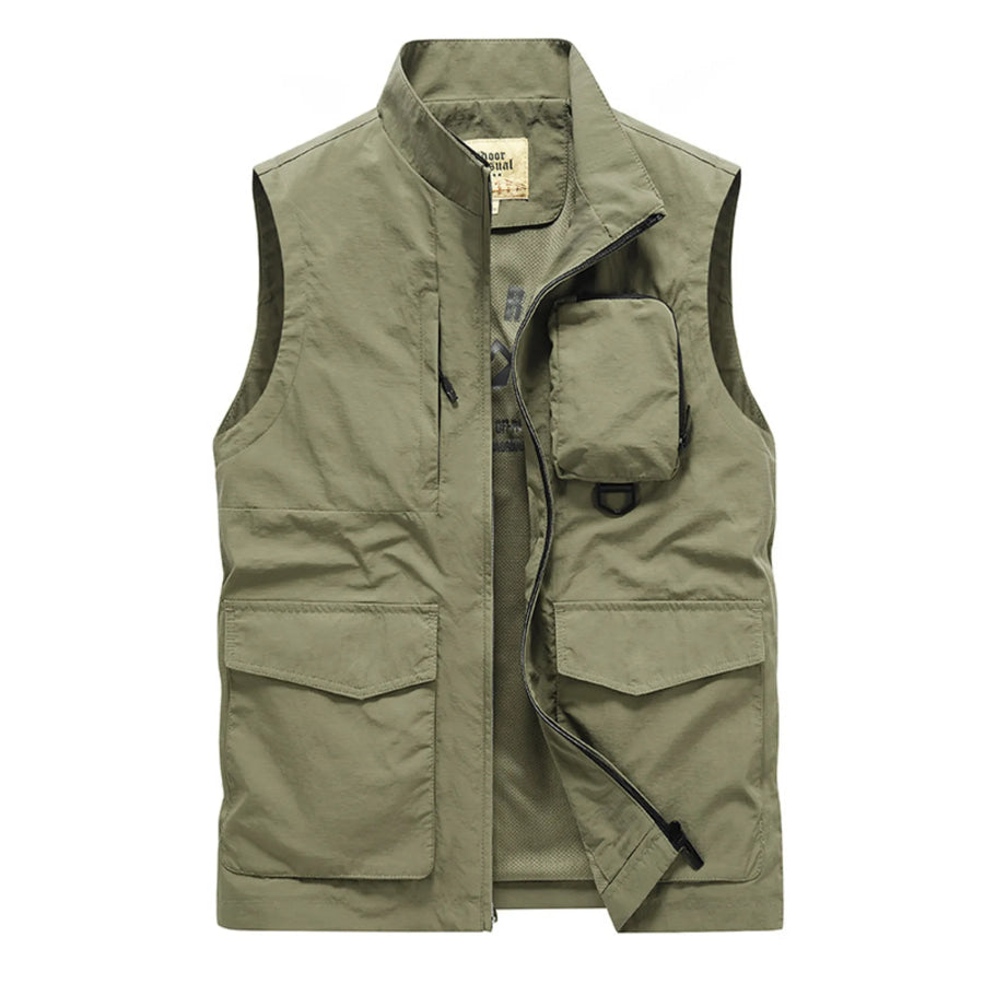 Men’s Plus Size Multi-Pocket Zip Up Vest Sage / L Apparel and Accessories