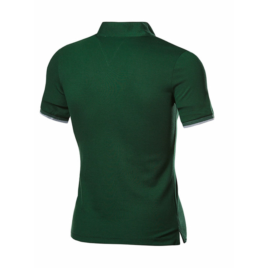 Men’s Plus Size Notched Short Sleeve Top Apparel and Accessories
