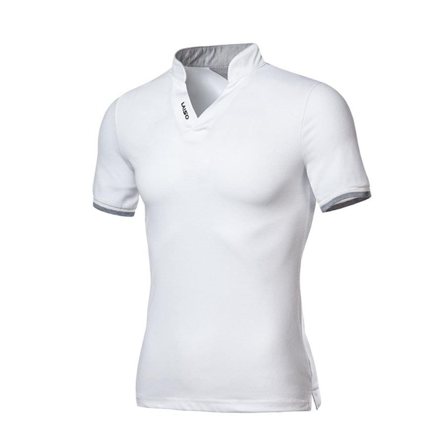 Men’s Plus Size Notched Short Sleeve Top White / M Apparel and Accessories