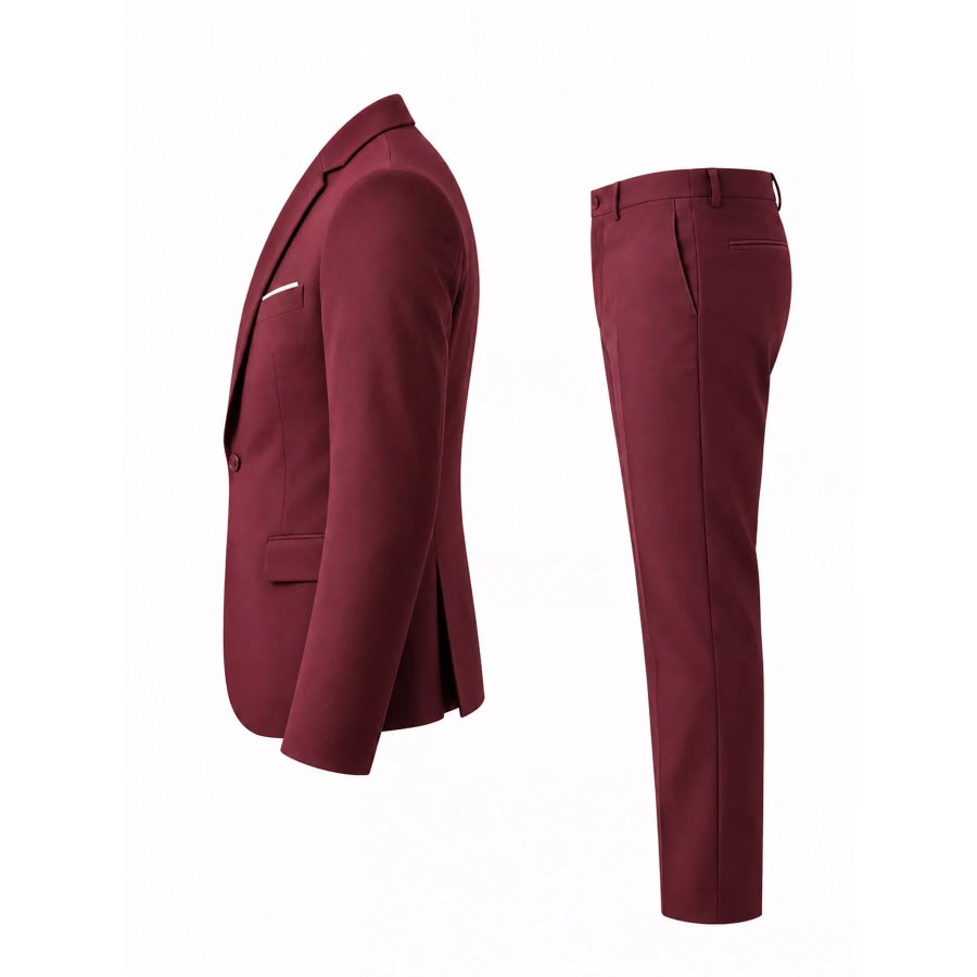 Men’s Plus Size One Button Blazer and Pants Set Apparel Accessories