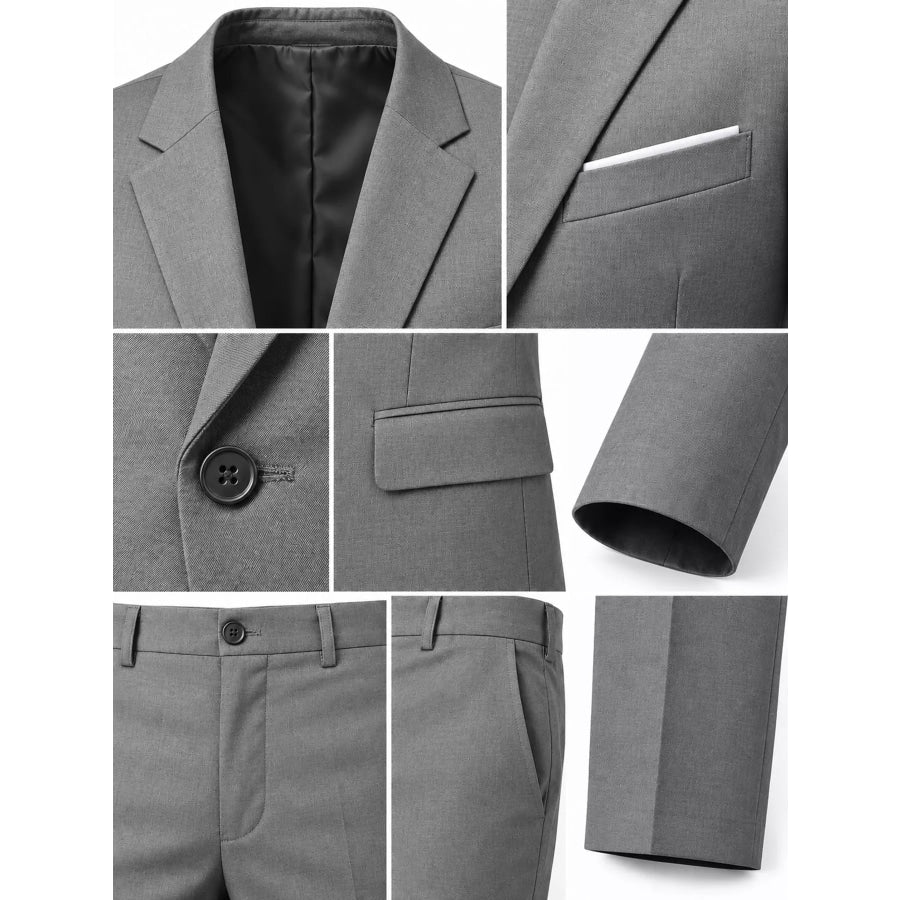 Men’s Plus Size One Button Blazer and Pants Set Apparel Accessories