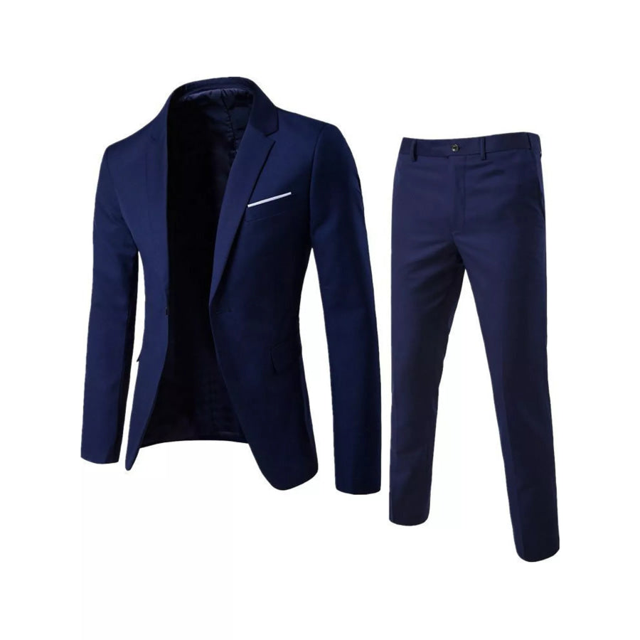 Men’s Plus Size One Button Blazer and Pants Set Navy / M Apparel Accessories