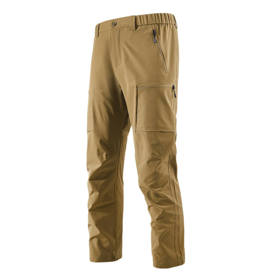 Men’s Plus Size Outdoor Cargo Pants with Zipper Pockets Khaki / M Apparel and Accessories