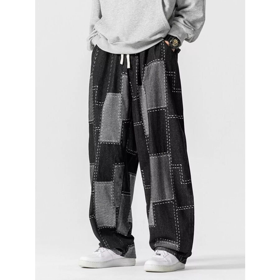 Men’s Plus Size Patchwork Wide Leg Jeans Apparel and Accessories