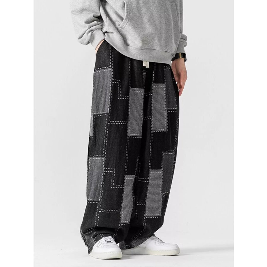 Men’s Plus Size Patchwork Wide Leg Jeans Apparel and Accessories