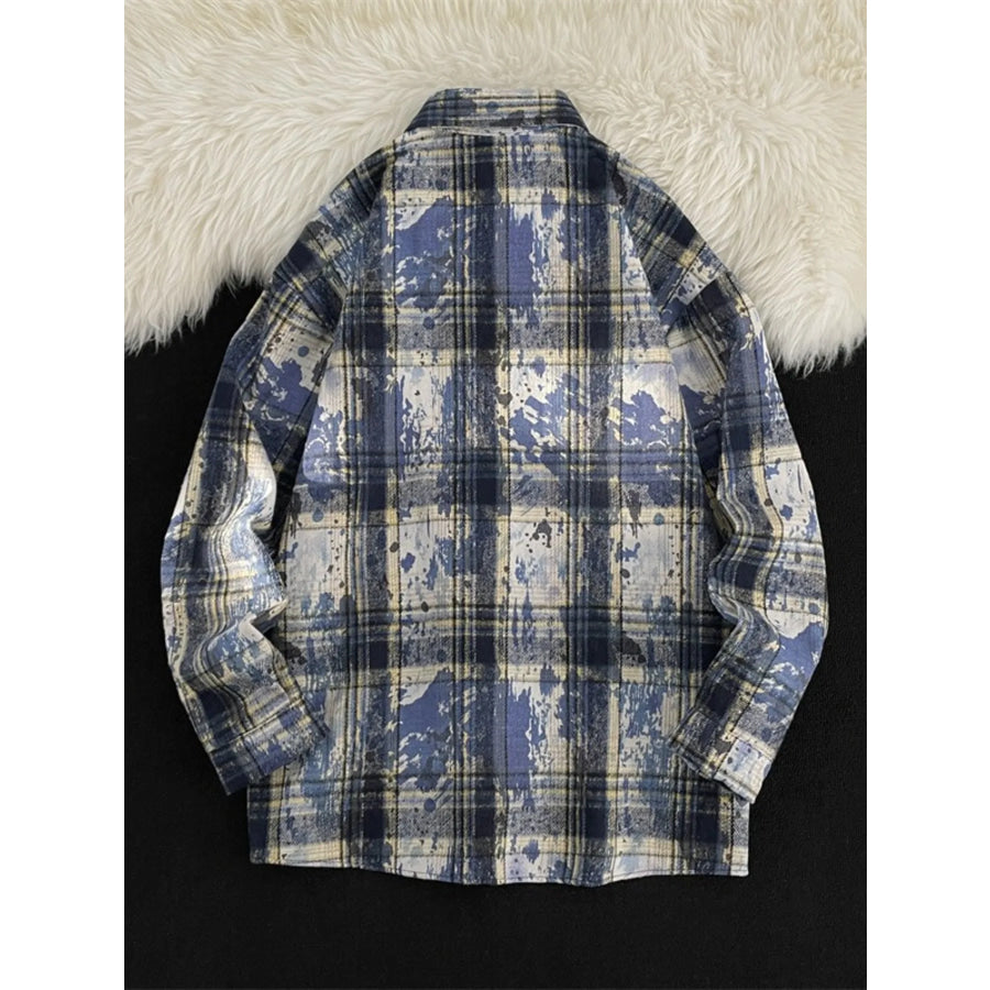 Men’s Plus Size Plaid Button Up Casual Shacket Apparel and Accessories