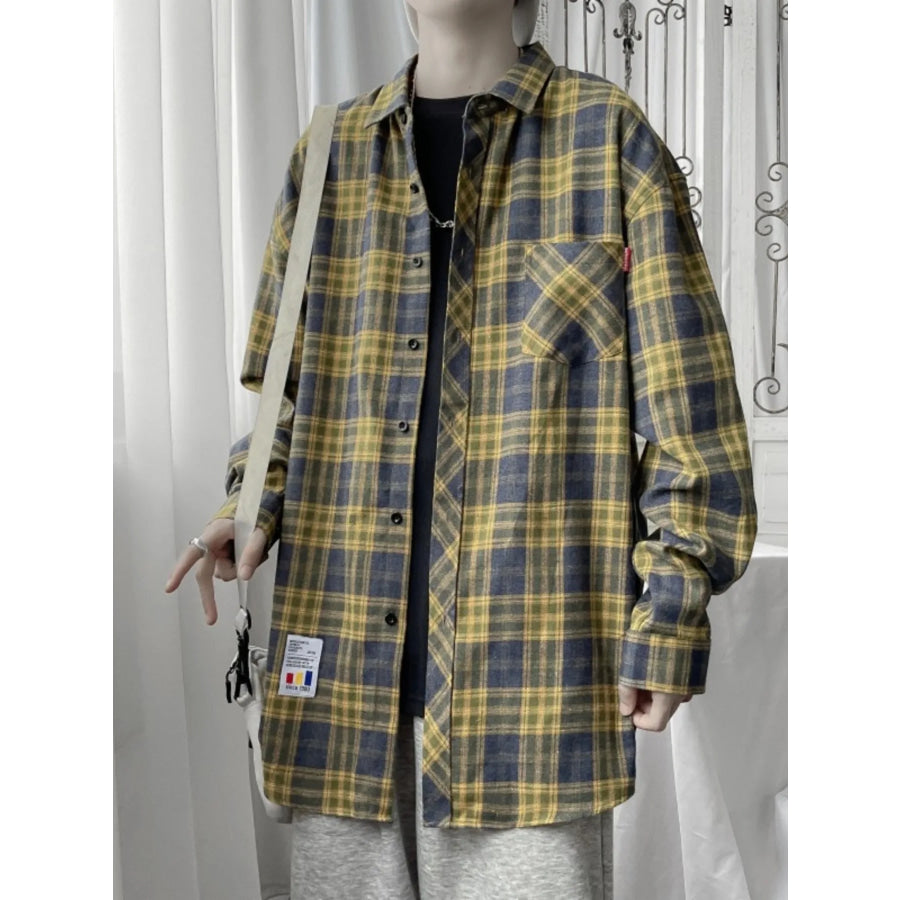Men’s Plus Size Plaid Button Up Shirt Apparel and Accessories