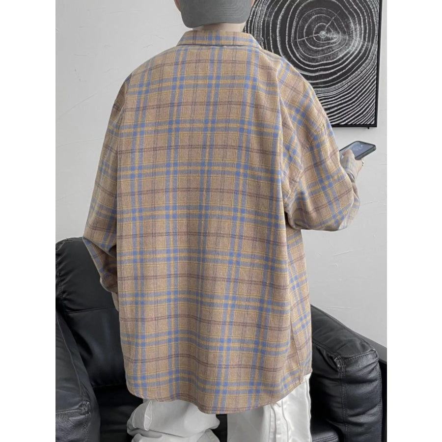Men’s Plus Size Plaid Button Up Shirt Apparel and Accessories