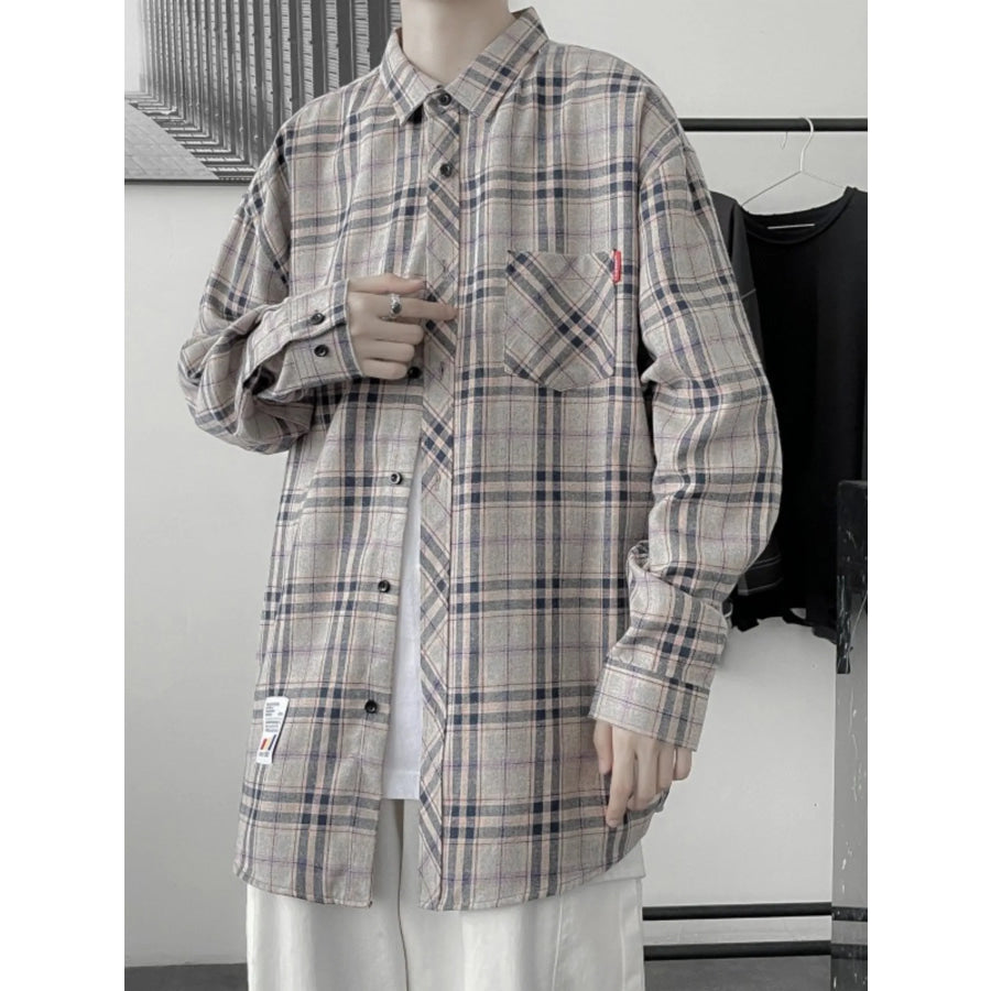 Men’s Plus Size Plaid Button Up Shirt Apparel and Accessories