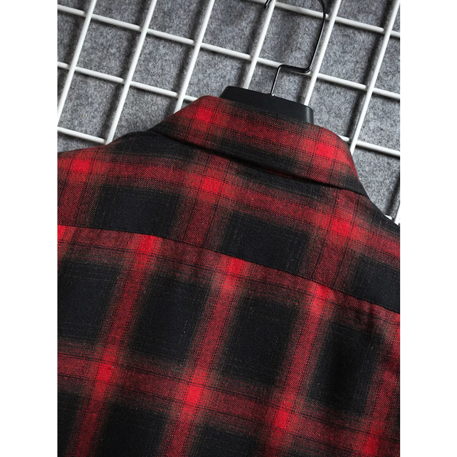 Men’s Plus Size Plaid Button Up Short-Sleeve Shirt Apparel and Accessories