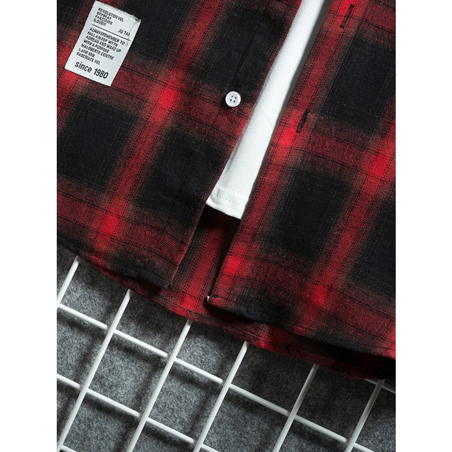 Men’s Plus Size Plaid Button Up Short-Sleeve Shirt Apparel and Accessories