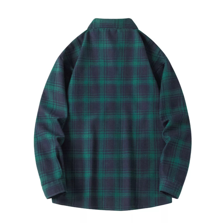 Men’s Plus Size Plaid Long Sleeve Shirt Apparel and Accessories