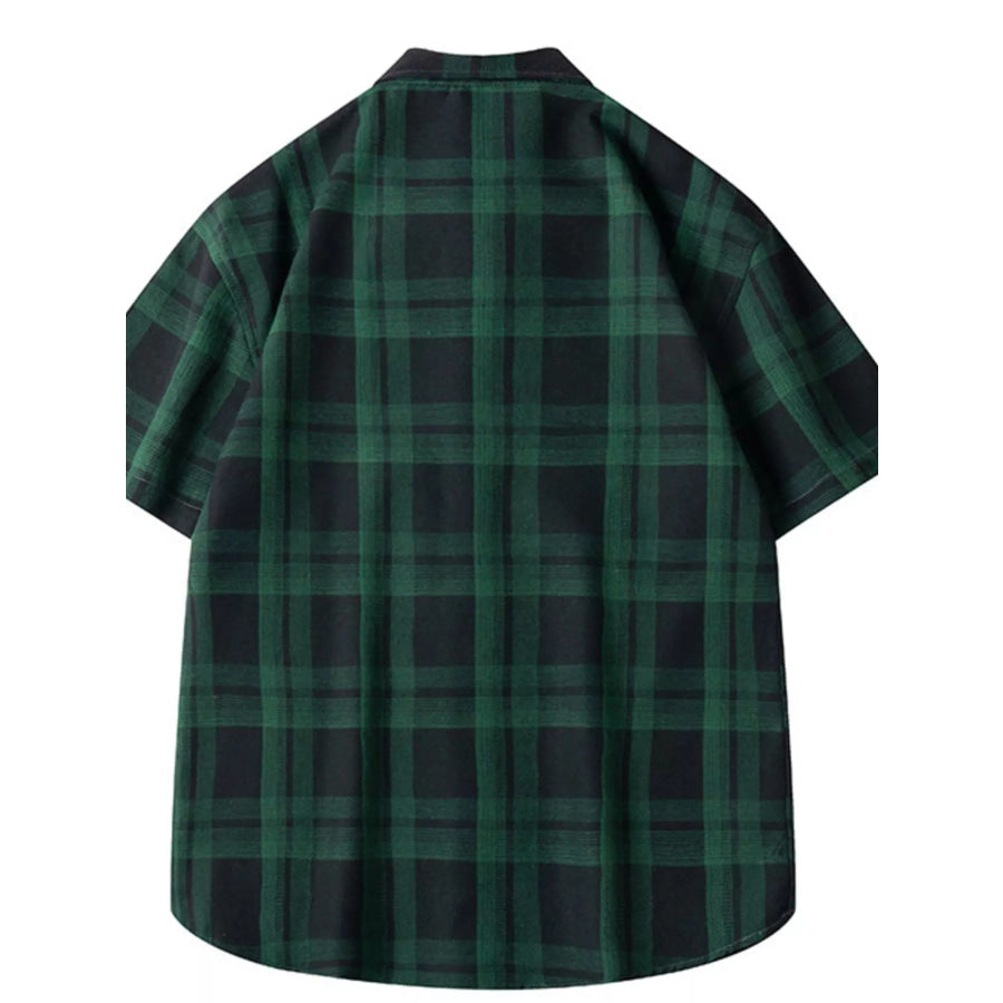 Men’s Plus Size Plaid Loose Fit Short Sleeve Shirt Apparel and Accessories