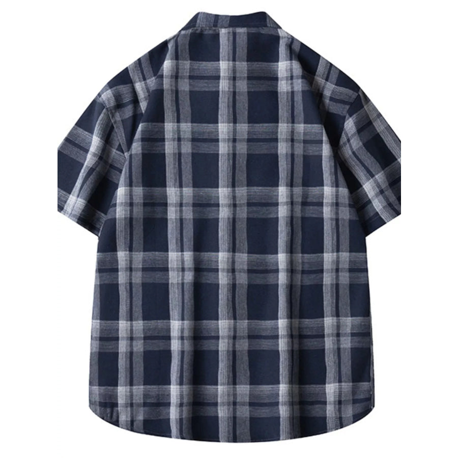 Men’s Plus Size Plaid Loose Fit Short Sleeve Shirt Apparel and Accessories
