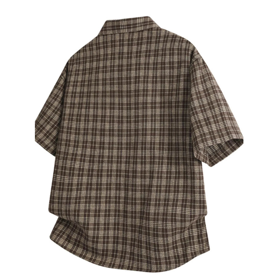 Men’s Plus Size Plaid Short Sleeve Shirt Apparel and Accessories