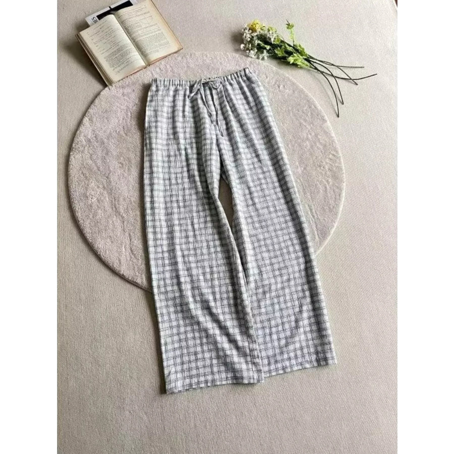 Men’s Plus Size Plaid Wide-Leg Pants White / M Apparel and Accessories