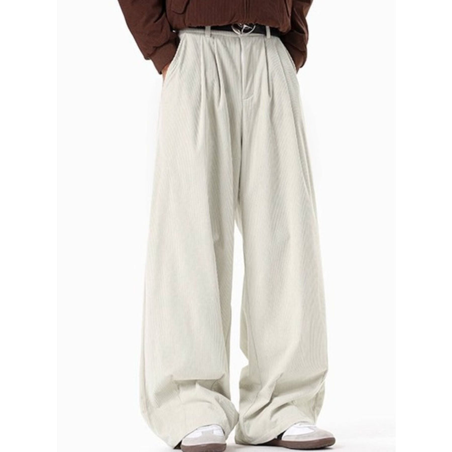Men’s Plus Size Pleated Detail Wide Leg Pants Apparel and Accessories