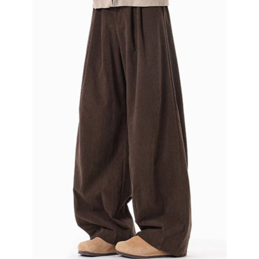 Men’s Plus Size Pleated Detail Wide Leg Pants Apparel and Accessories