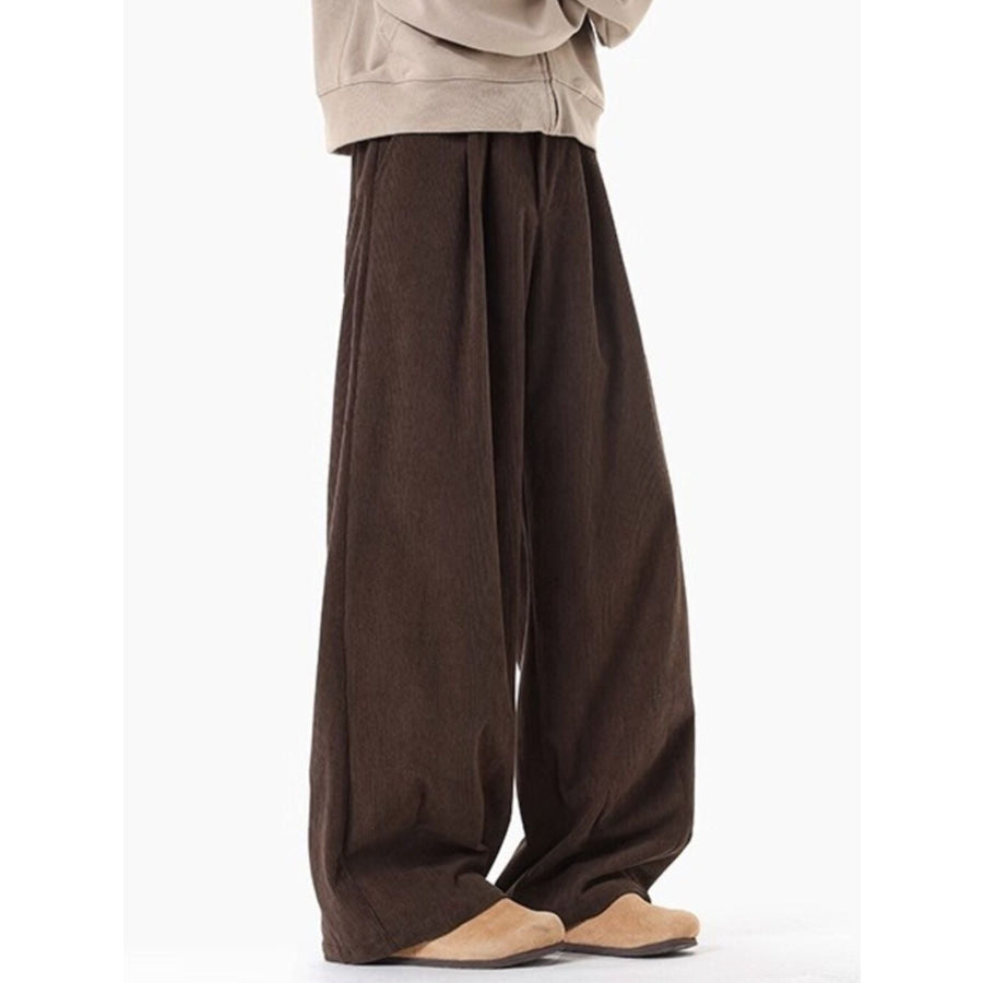 Men’s Plus Size Pleated Detail Wide Leg Pants Apparel and Accessories