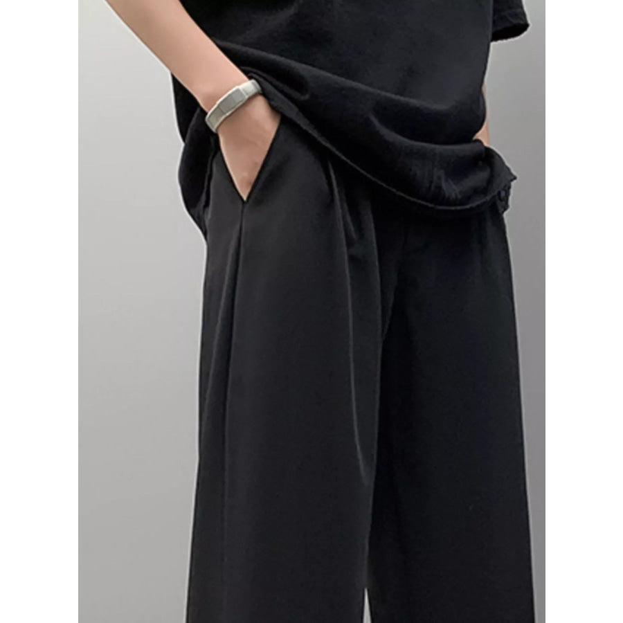 Men’s Plus Size Pleated Wide Leg Casual Pants Apparel and Accessories
