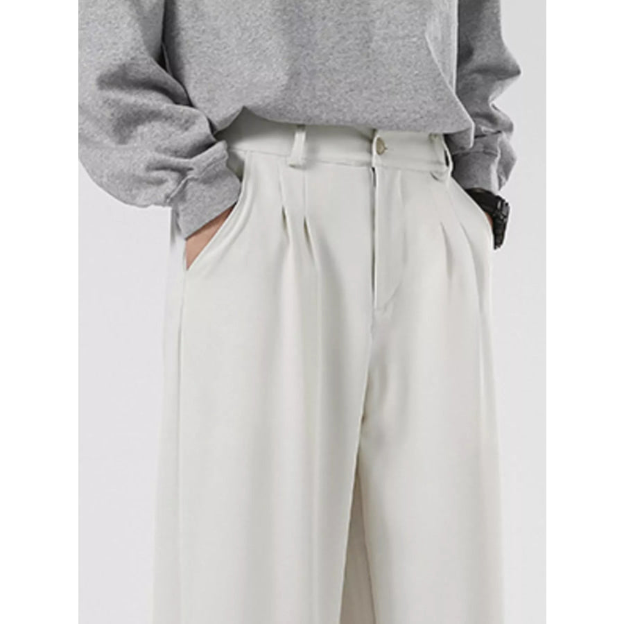 Men’s Plus Size Pleated Wide Leg Casual Pants Apparel and Accessories