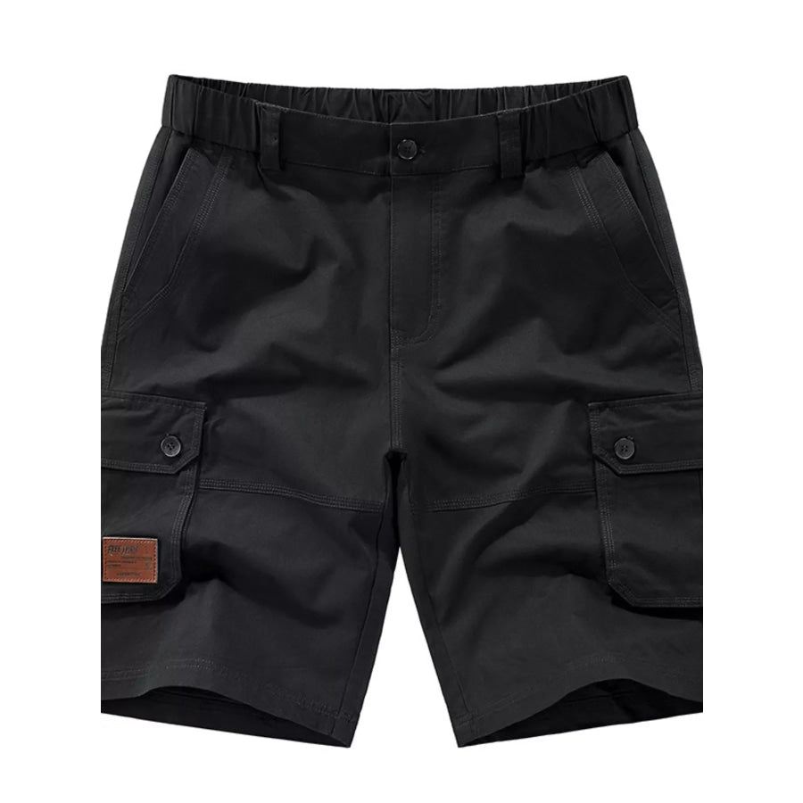 Men’s Plus Size Pocketed Elastic Waist Shorts Black / M Apparel and Accessories