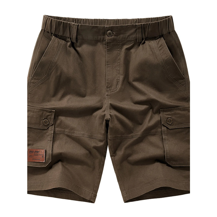 Men’s Plus Size Pocketed Elastic Waist Shorts Coffee / M Apparel and Accessories
