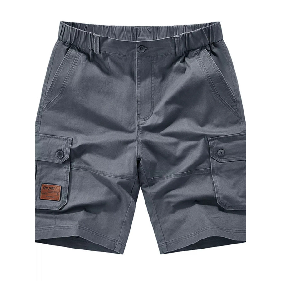 Men’s Plus Size Pocketed Elastic Waist Shorts Dark Gray / M Apparel and Accessories