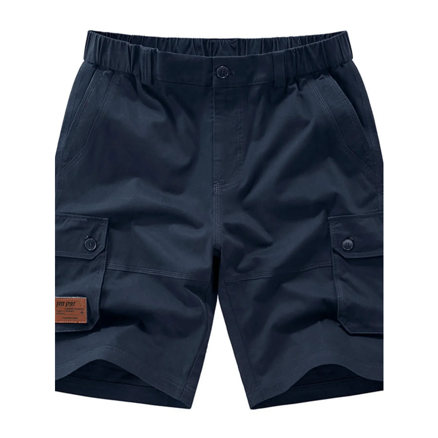 Men’s Plus Size Pocketed Elastic Waist Shorts Royal Blue / M Apparel and Accessories