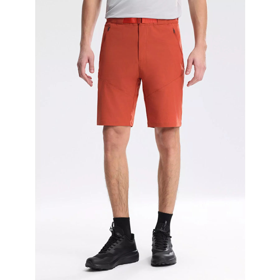 Men’s Plus Size Pocketed Lightweight Shorts Orange Red / M Apparel and Accessories