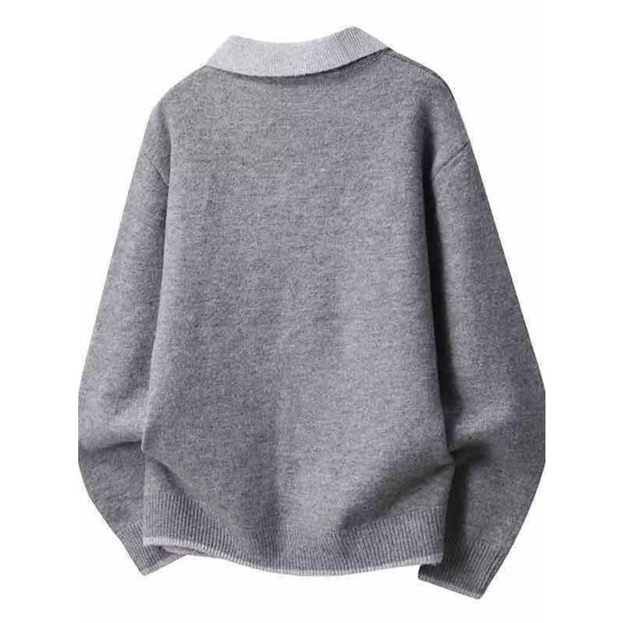 Men’s Plus Size Polo Collar Long Sleeve Sweater Apparel and Accessories