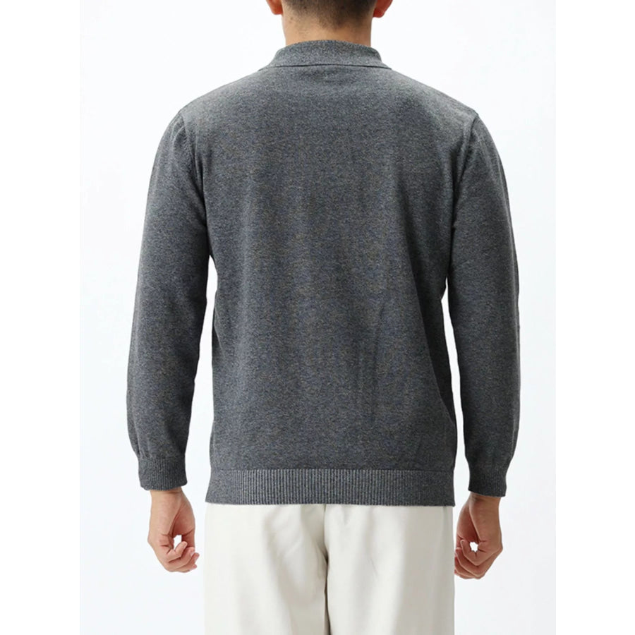 Men’s Plus Size Polo Collar Long Sleeve Sweater Apparel and Accessories