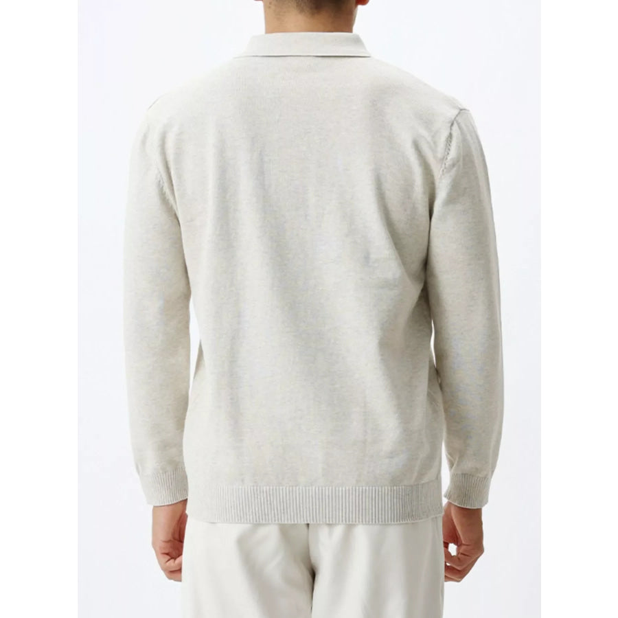 Men’s Plus Size Polo Collar Long Sleeve Sweater Apparel and Accessories
