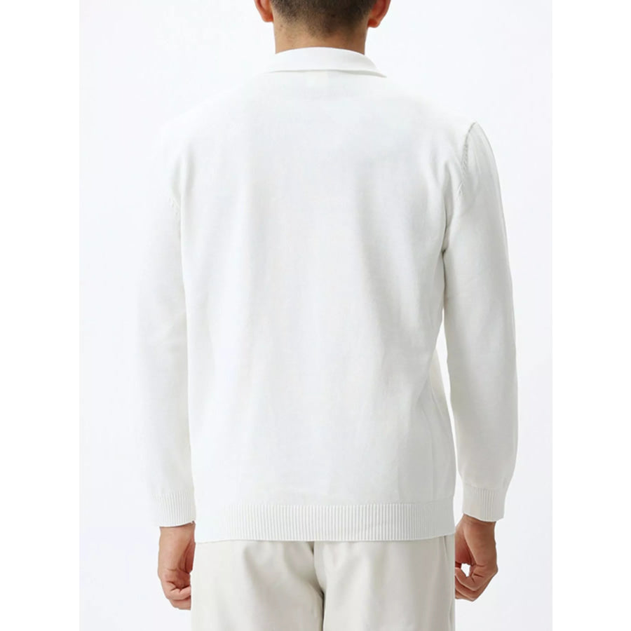 Men’s Plus Size Polo Collar Long Sleeve Sweater Apparel and Accessories