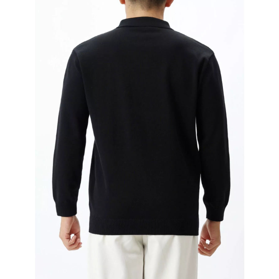 Men’s Plus Size Polo Collar Long Sleeve Sweater Apparel and Accessories