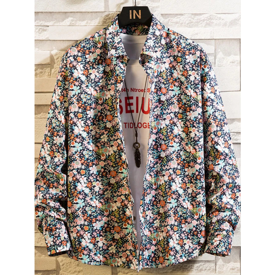 Men’s Plus Size Printed Button Up Shirt Multicolor / M Apparel and Accessories