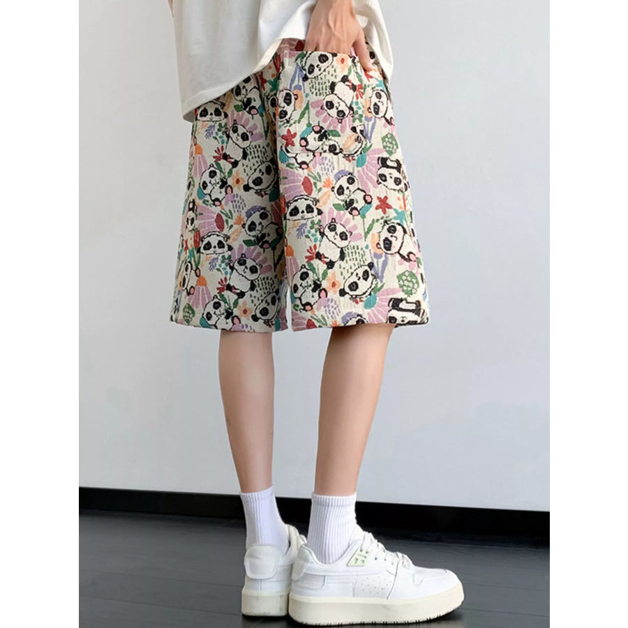 Men’s Plus Size Printed Casual Drawstring Shorts Cream / M Apparel and Accessories