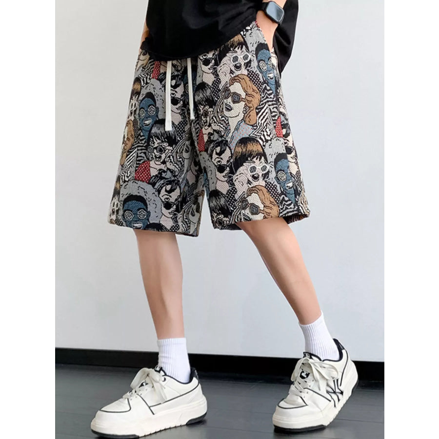Men’s Plus Size Printed Casual Drawstring Shorts Apparel and Accessories
