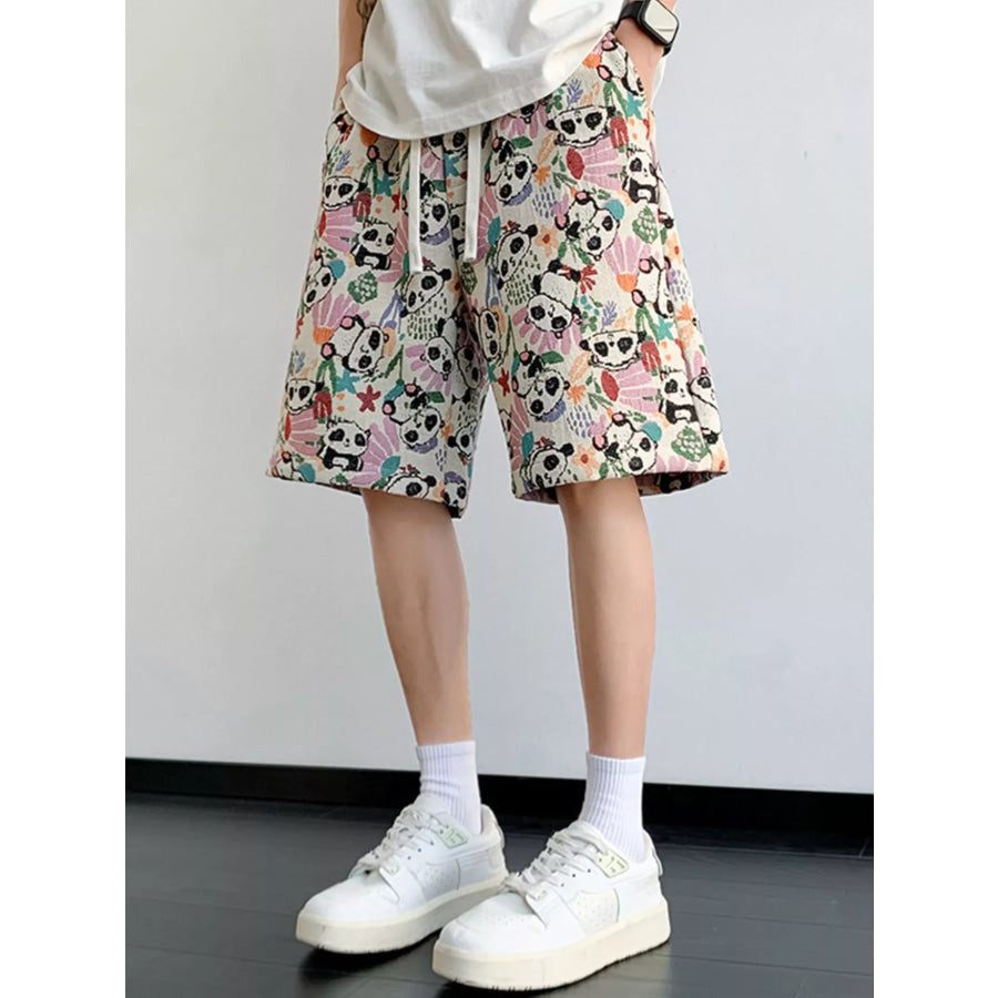 Men’s Plus Size Printed Casual Drawstring Shorts Cream / M Apparel and Accessories