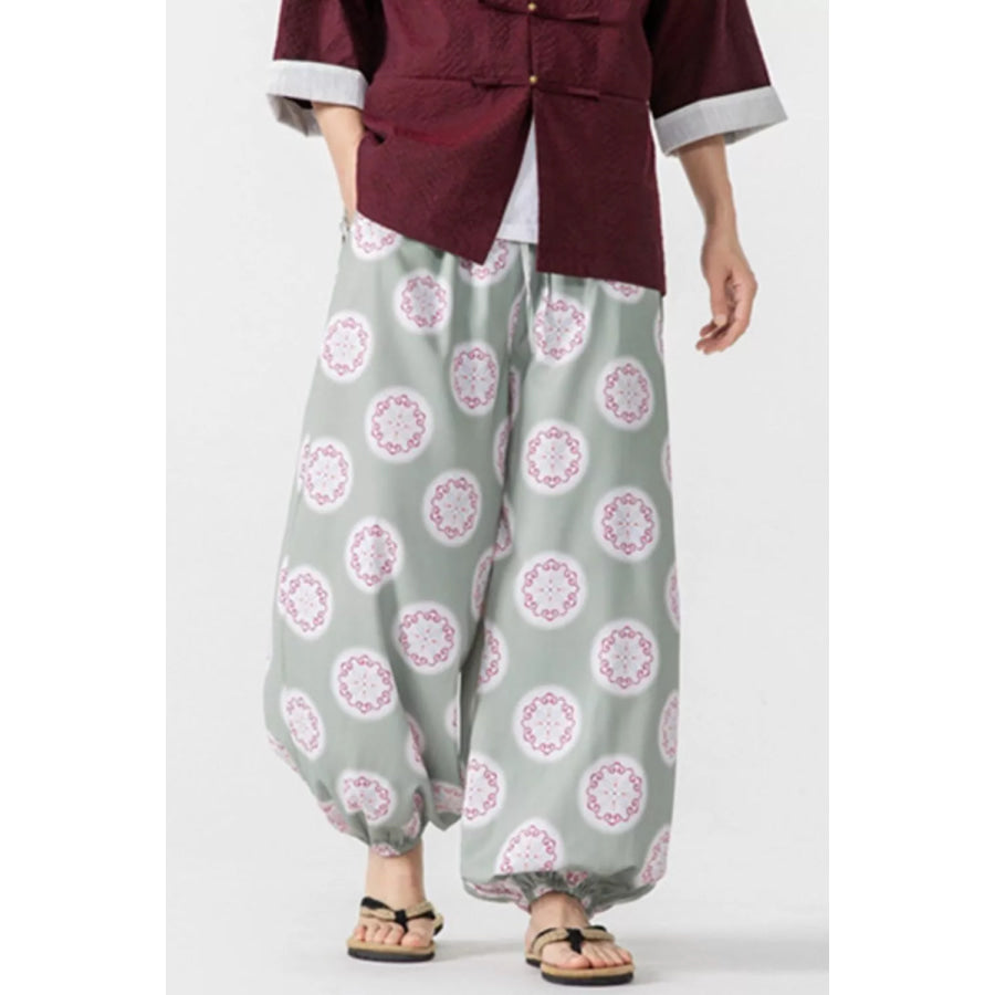 Men’s Plus Size Printed Loose Fit Harem Pants Sage / M Apparel and Accessories