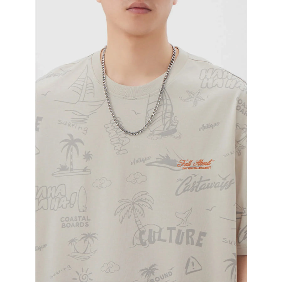 Men’s Plus Size Printed Round Neck Relaxed Fit T-Shirt Apparel and Accessories