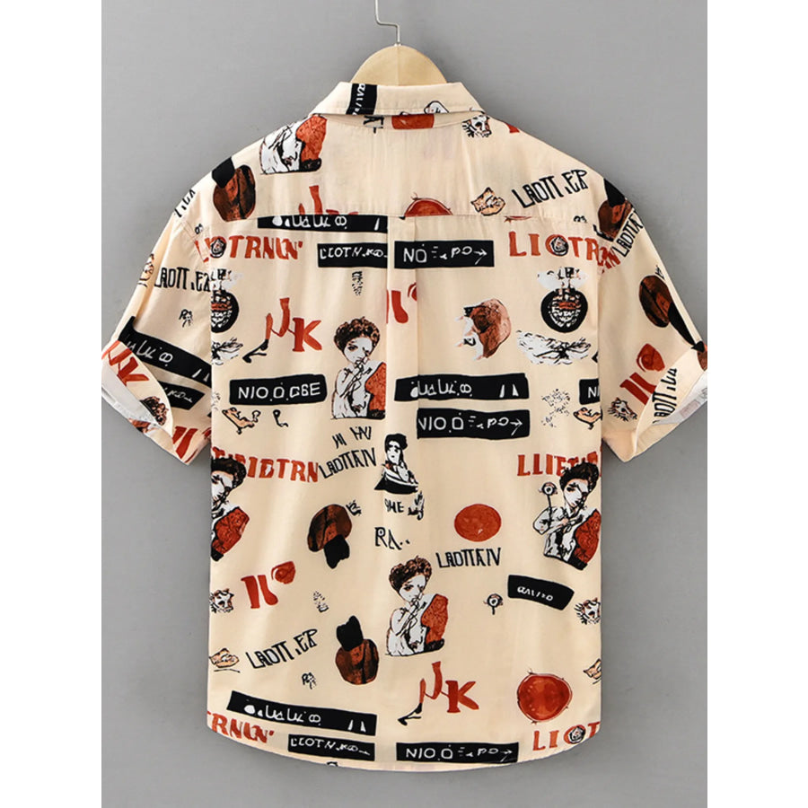 Men’s Plus Size Printed Short Sleeve Casual Shirt Apparel and Accessories