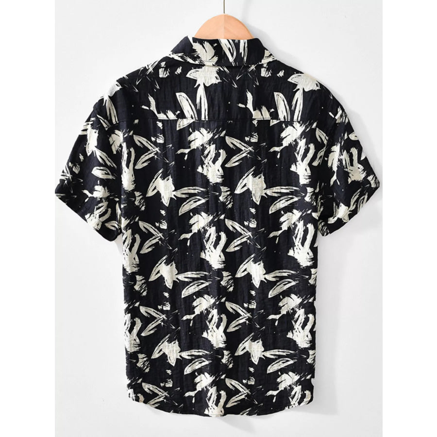 Men’s Plus Size Printed Short Sleeve Casual Shirt Apparel and Accessories